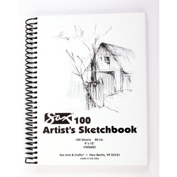 100 Artist's Sketchbook, 80 lb, 9 x 12 Inches, White